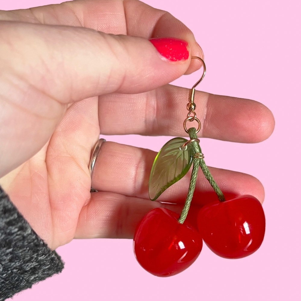 NEW Cherry earrings dangle earrings fruit jewelry fun earrings